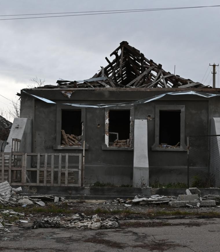 Edificios dañados en la región de Mykolaiv, Ucrania.