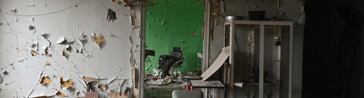 Hospital destruido en Lyman, oblast de Donetsk, Ucrania.
