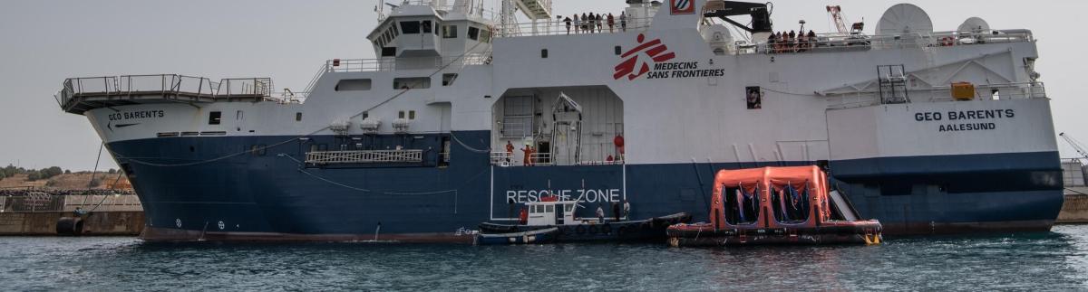 Geo Barents en el puerto de Augusta, Italia. 13 de julio de 2021.