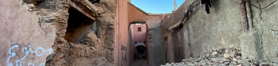 Edificios hundidos tras el terremoto