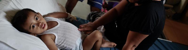 Ala pediátrica del hospital de Guiuian, en Filipinas.