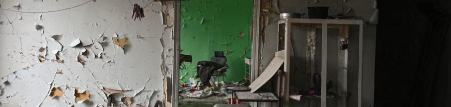 Hospital destruido en Lyman, oblast de Donetsk, Ucrania.