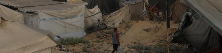 Campamento de personas desplazdas en Jan Yunis. 21 de agosto de 2025.