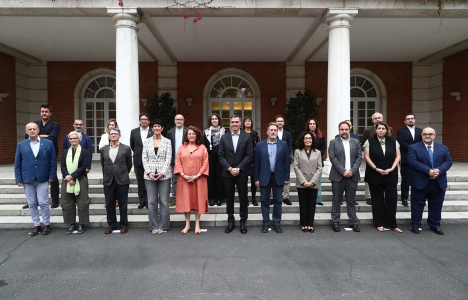 Reunión de los representantes de las 20 ONG con el presidente del Gobierno, Pedro Sánchez