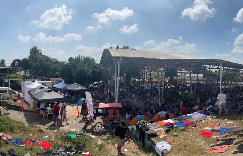 Migrantes en Huixtla, sur de México