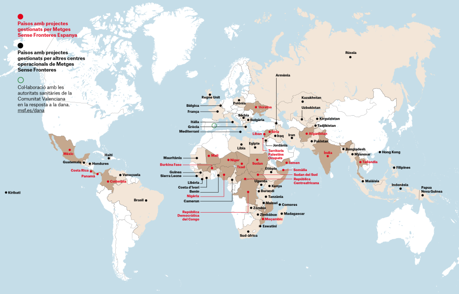 Mapa de projectes MSF el 2024