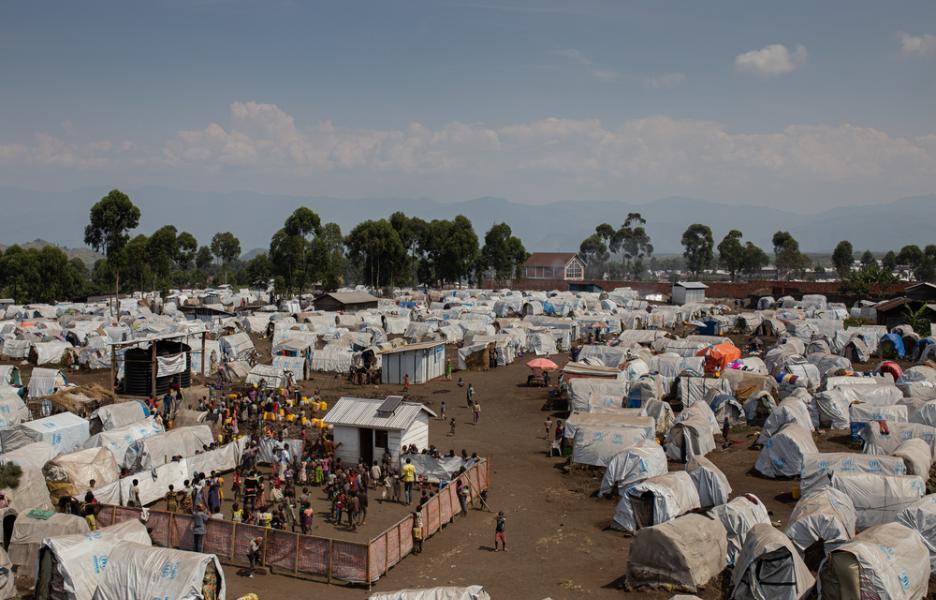Las condiciones de vida en el lugar de desplazamiento de Lushagala, situado al oeste de Goma, son extremadamente precarias. 