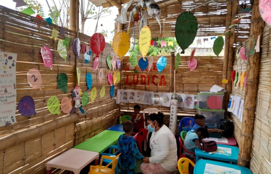 Recreational area in MSF health post in Tumbes