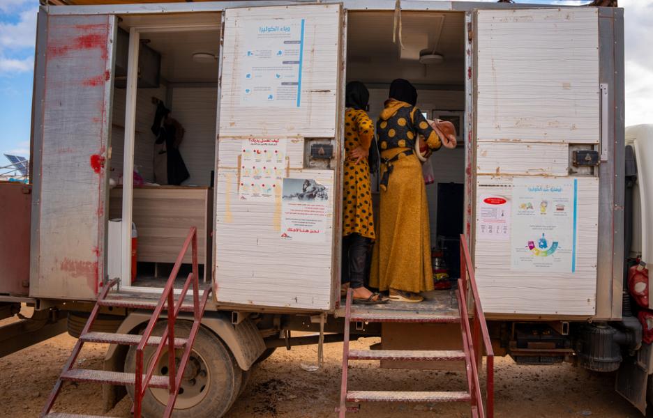 Una clínica móvil de MSF en la región de Salqin, en el noroeste de Siria. 