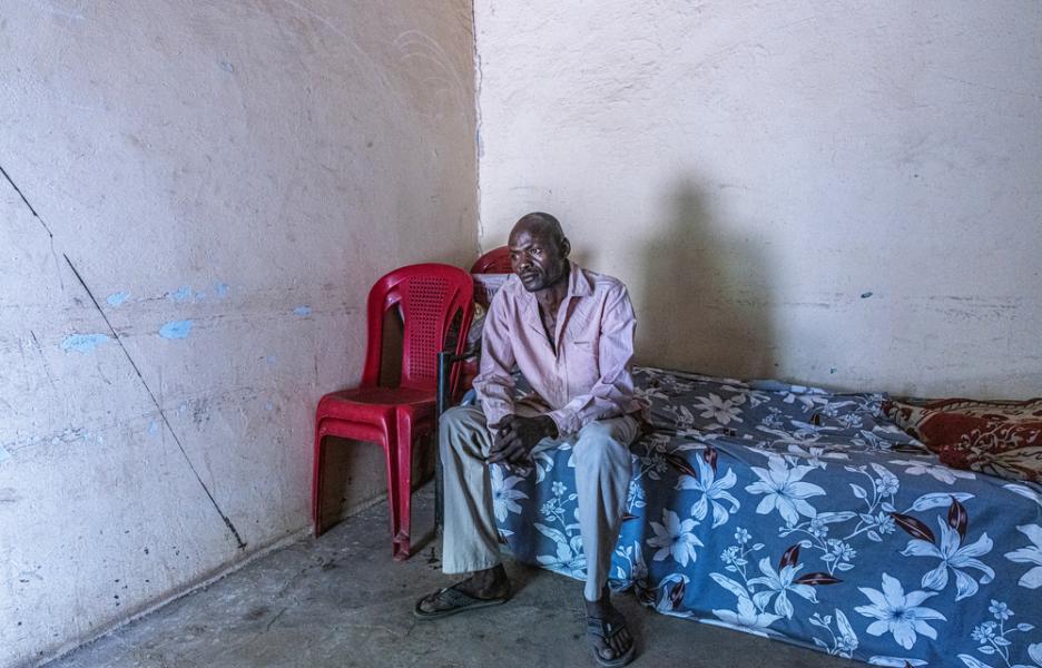 Mohammed en su refugio improvisado en Zalingei, Sudán.