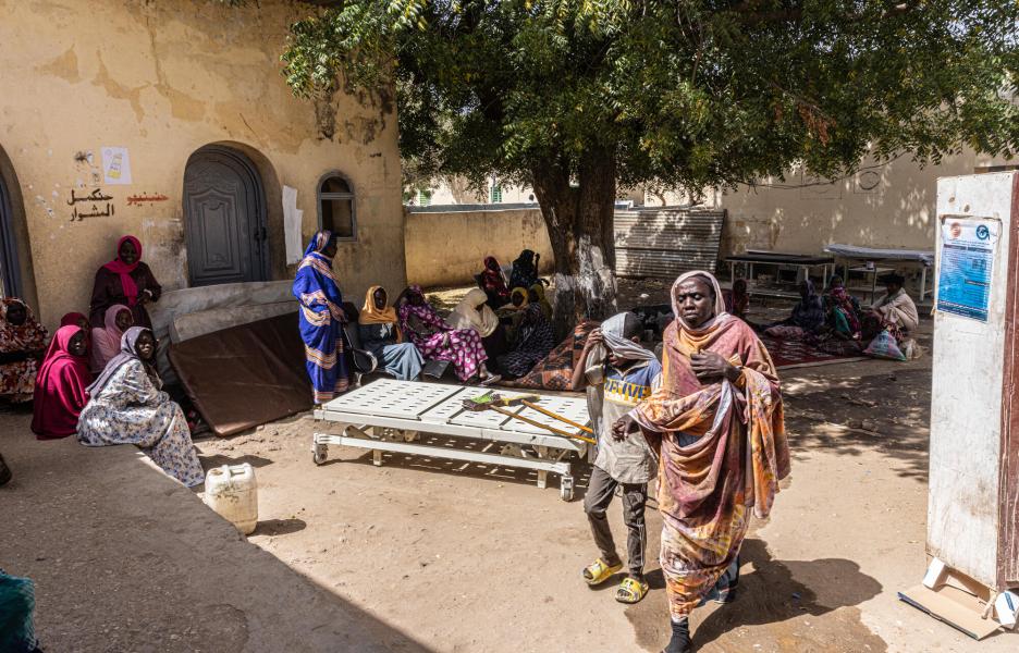 Entrance of the emergency department of the Zalingei teaching hospital, Central Darfur state, Sudan.