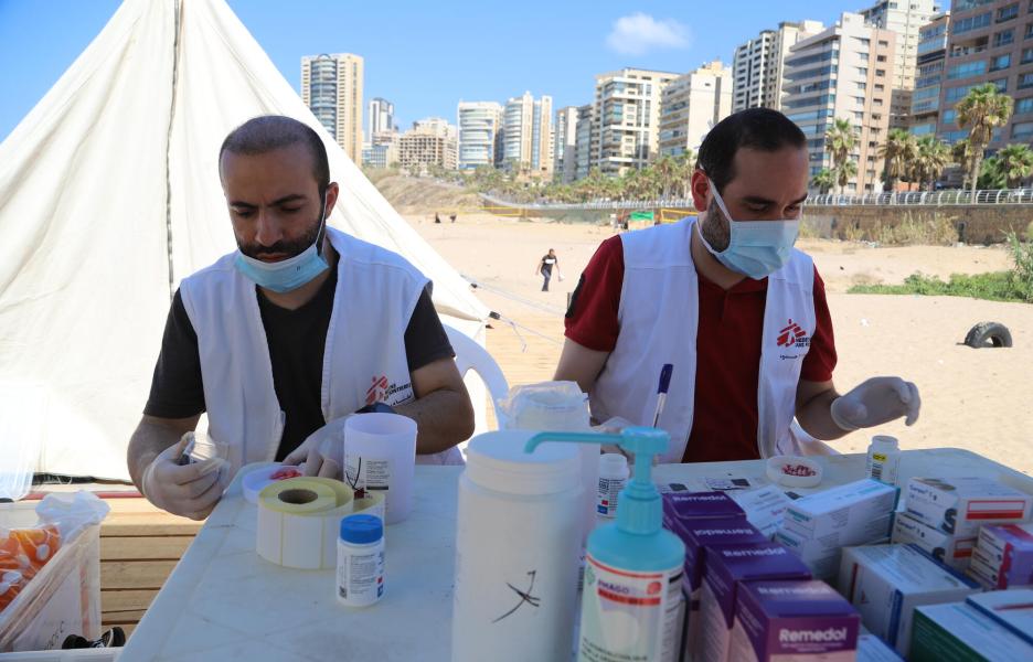 Equipo móvil de MSF en Ramlet al Bayda, Líbano