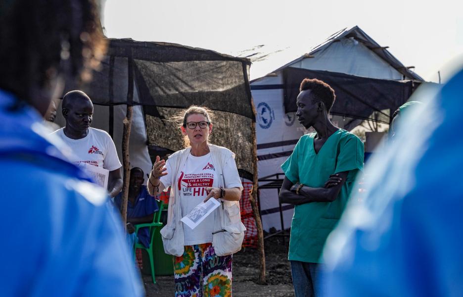Equipo de MSF en el centro de tratamiento de cólera de Malakal.
