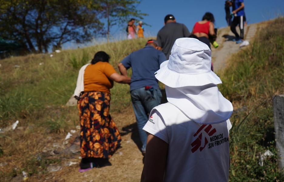 Caravana de personas migrantes en Huixtla
