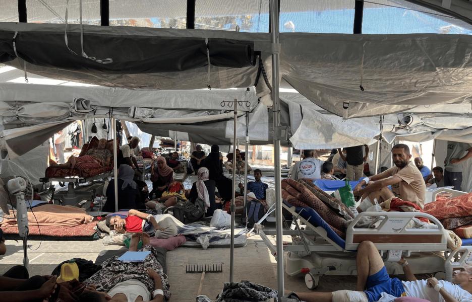 Nasser Hospital in southern Gaza is overcrowded with patients