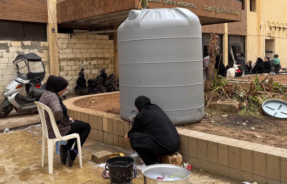 Actividades de agua y saneamiento en Beirut.
