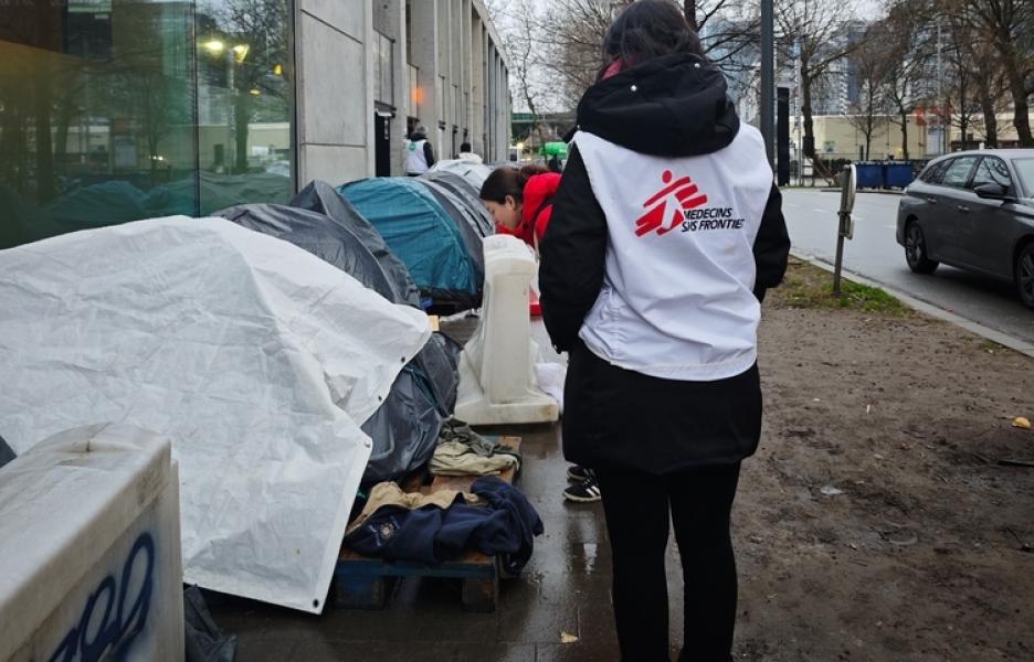 Los equipos de MSF prestan asistencia médica en Bruselas (Bélgica) durante unas actividades de divulgación, en febrero de 2026.