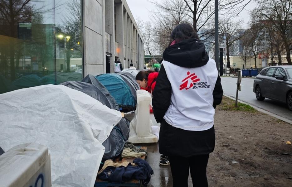 Los equipos de MSF prestan asistencia médica en Bruselas (Bélgica) durante unas actividades de divulgación, en febrero de 2026.
