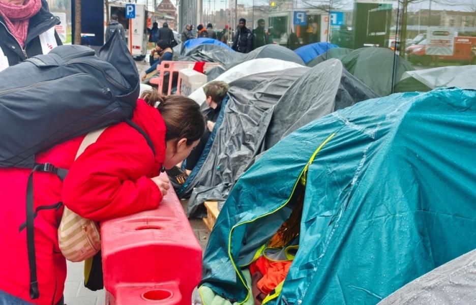 Los equipos de MSF prestan asistencia médica en Bruselas (Bélgica) durante unas actividades de divulgación, en febrero de 2026.