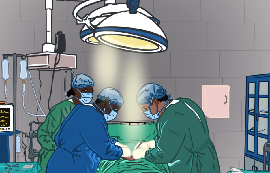Cirugía en un recinto médico de Puerto Príncipe, Haití.