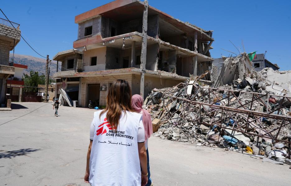 Destrucción en Sohmor tras los ataques israelíes.