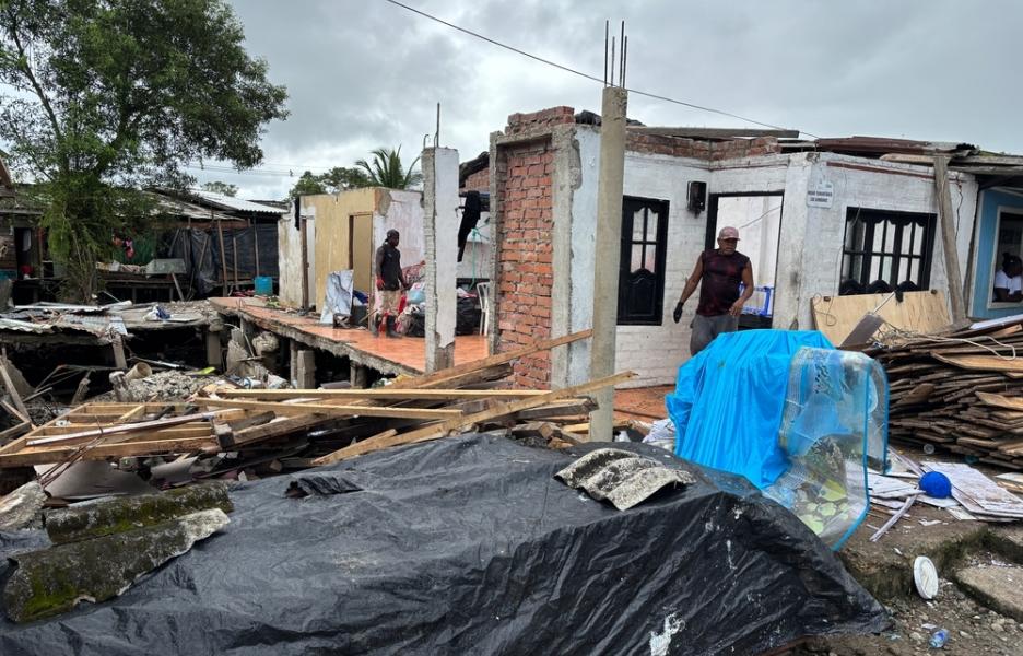 Guardería dañada por el terremoto, e el barrio de Alberto Lleras de Buenaventura.