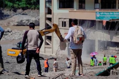 Trabajos tras la inundación en Bidur, Nepal. 30 de agosto de 2026