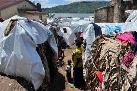 Refugios de personas desplazadas en Bweremana, en la frontera entre las provincias de Kivu del Norte y Kivu del Sur.