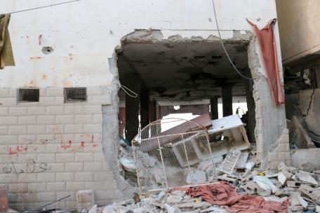 Una mezquita destruida en el campo de refugiados de Yenín. Fue alcanzada por un ataque aéreo el 22 de octubre en el que murieron dos palestinos.