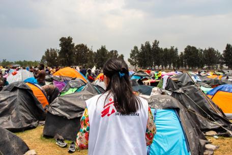 campamento de migrantes en Tlahuac