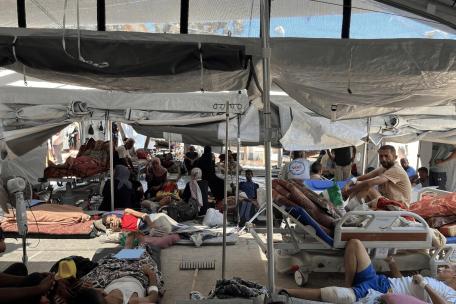 Nasser Hospital in southern Gaza is overcrowded with patients