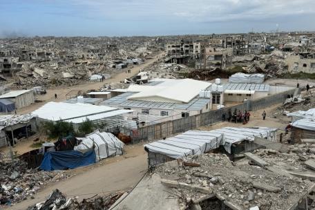 Centro de atención primaria levantado por MSF en Jabalia, en el norte de Gaza. Los equipos de la organización prestan asistencia sanitaria básica al barrio y sus alrededores.