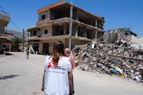 Destrucción en Sohmor tras los ataques israelíes.