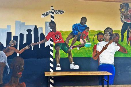 Mural de nuestra clinica de Kiambu, en Kenia, donde tratamos a personas que quieren superar su adicción a la heroína