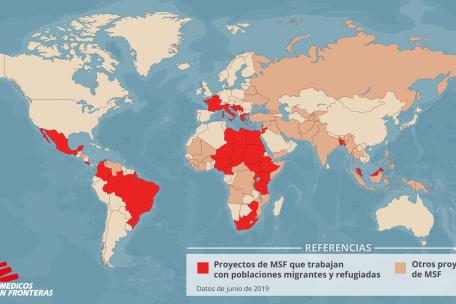 Mapa: Médicos Sin Fronteras atiende a migrantes, refugiados y solicitantes de asilo