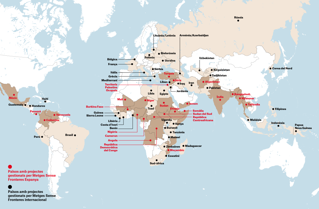Mapa de projectes de MSF al món 2022