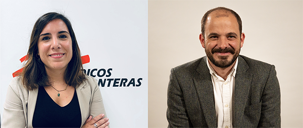 Foto de Maite Alzueta, responsable de Testamentos Solidario de Médicos Sin Fronteras y Javier Echeverria, abogados de Del Romero Abogados.