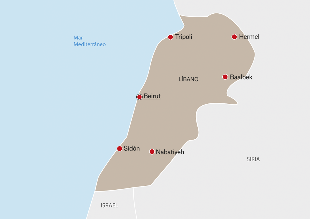 Mapa de Líbano
