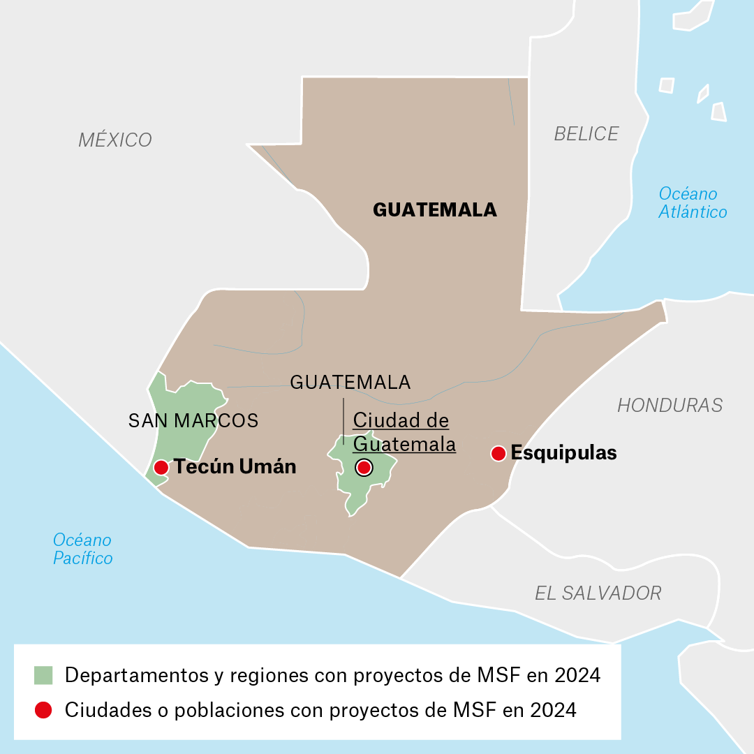 Mapa de proyectos de MSF en Guatemala