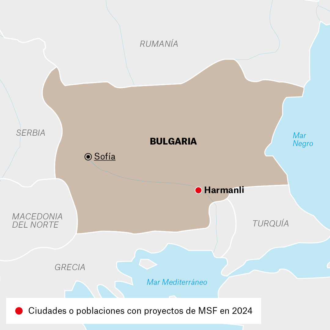 Mapa de proyectos de MSF en Bulgaria en 2024