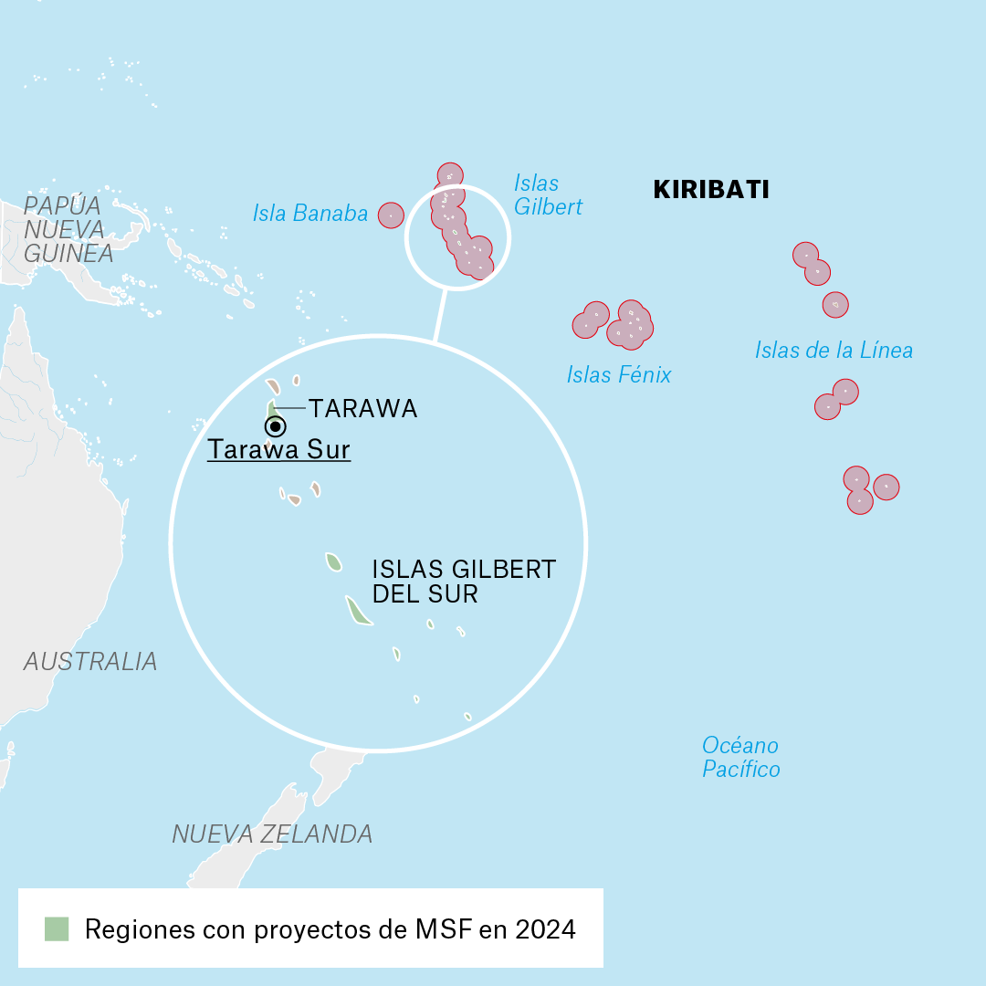 Mapa de proyectos de MSF en Kiribati en 2024