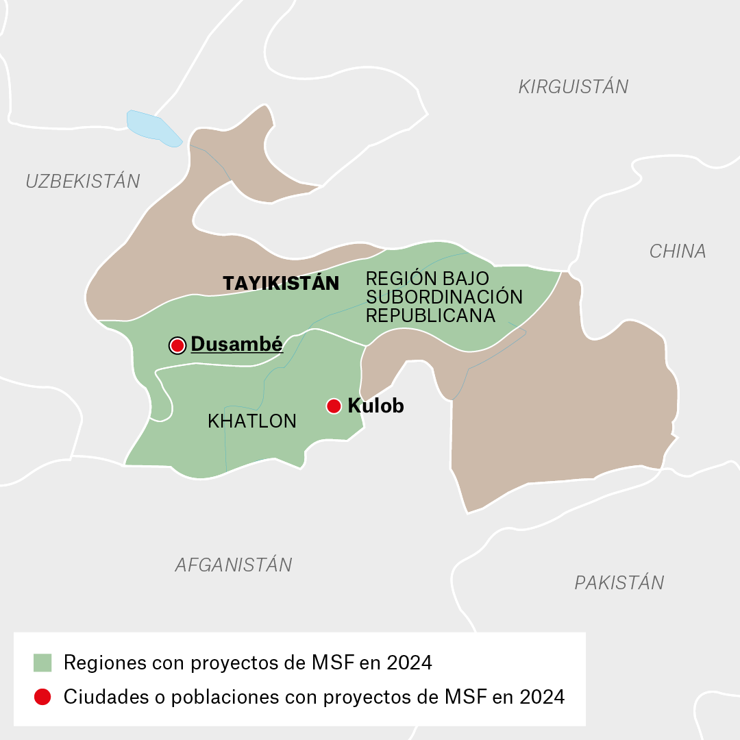 Mapa de proyectos de MSF en Tayikistán