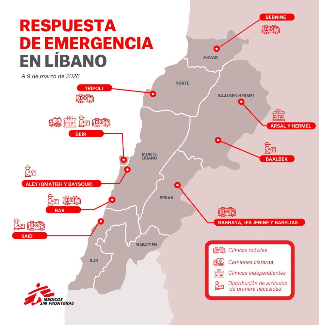 Mapa de nuestras actividades en Líbano