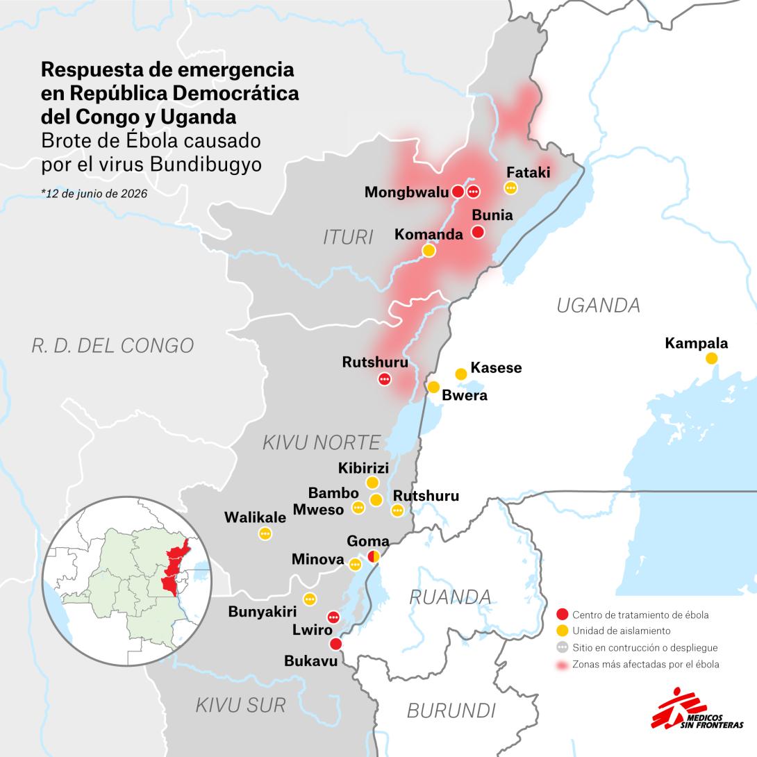 Respuesta de emergencia de MSF en República Democrática del Congo y Uganda
