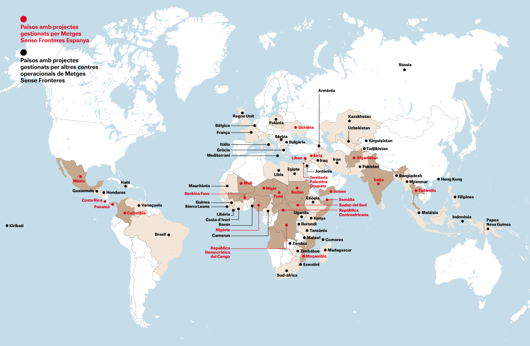 Mapa de projectes MSF el 2025