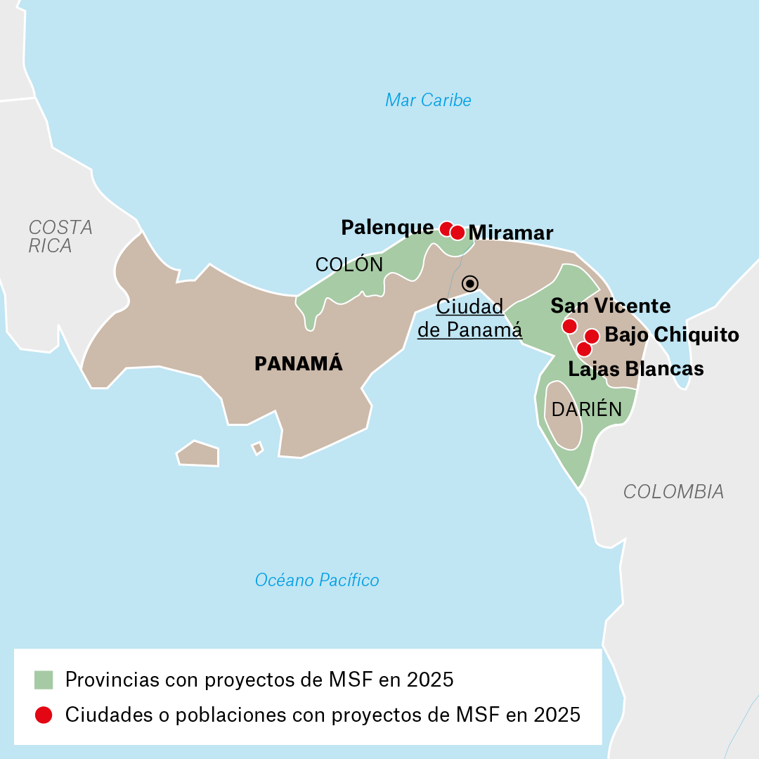 Mapa de proyectos de MSF en Panamá