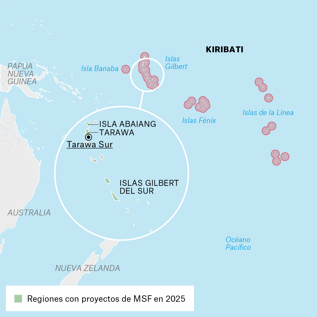 Mapa de proyectos de MSF en Kiribati en 2025
