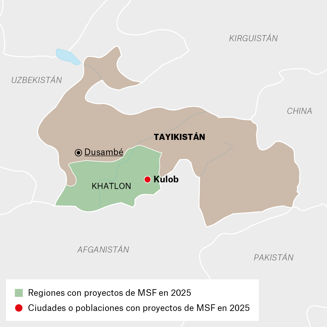 Mapa de proyectos de MSF en Tayikistán