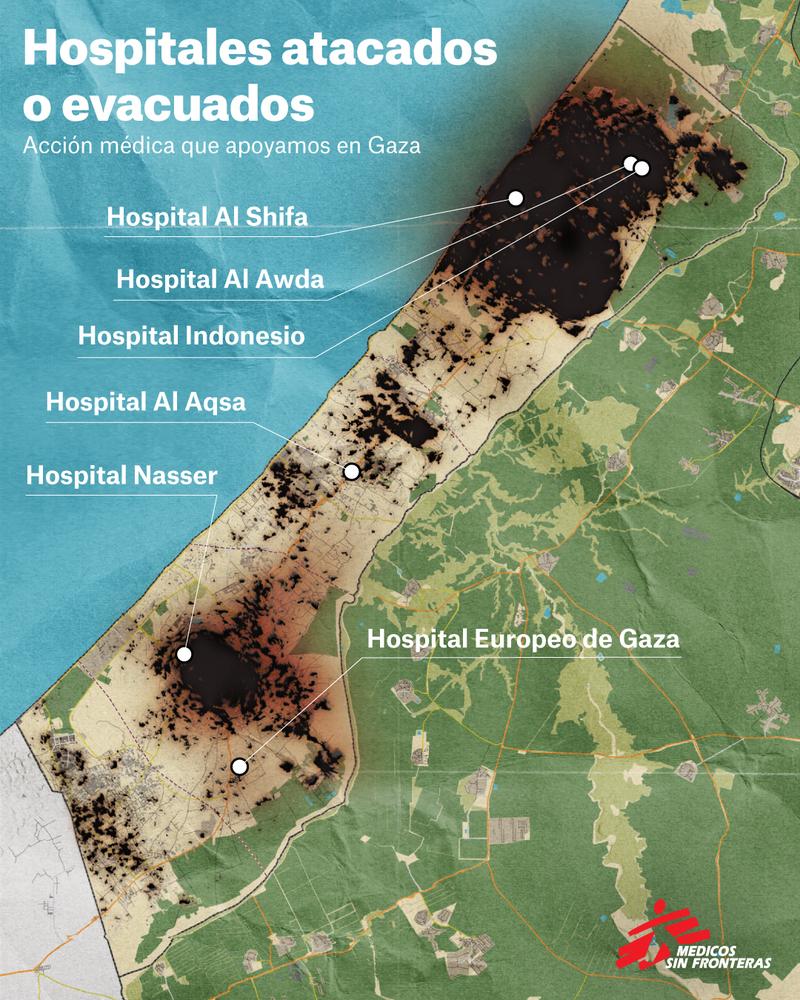Healthcare under fire-Gaza Map Portrait SPA