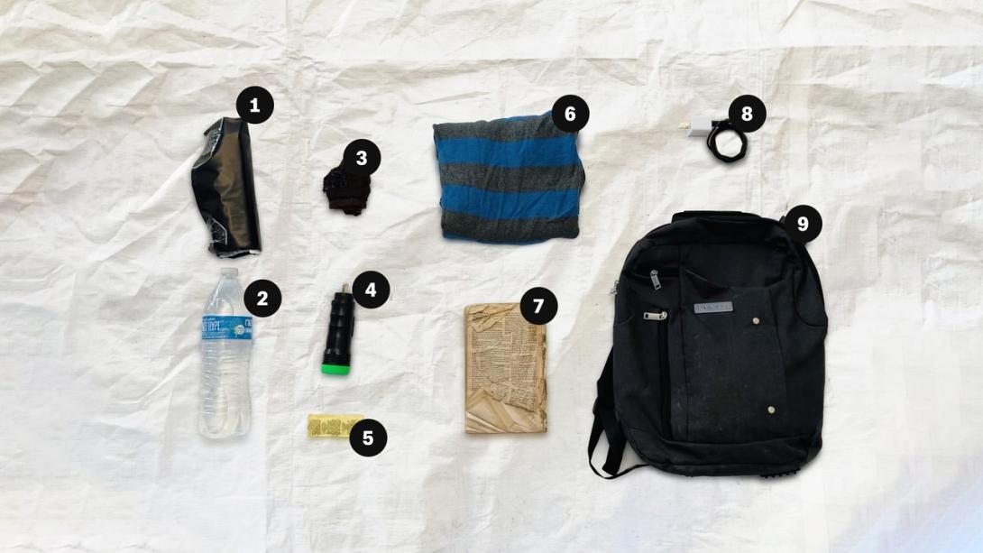 Contenido de la mochila de Jorge